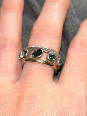 Brighton Neptunes Ring Duo Blue Stone Ring Jewelry Sz 8.5